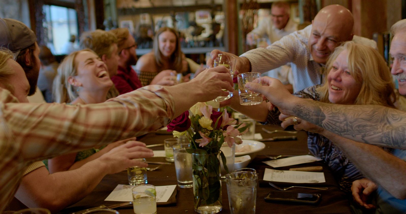 Guests toasting at the Agave Pairing Dinner in Breckenridge